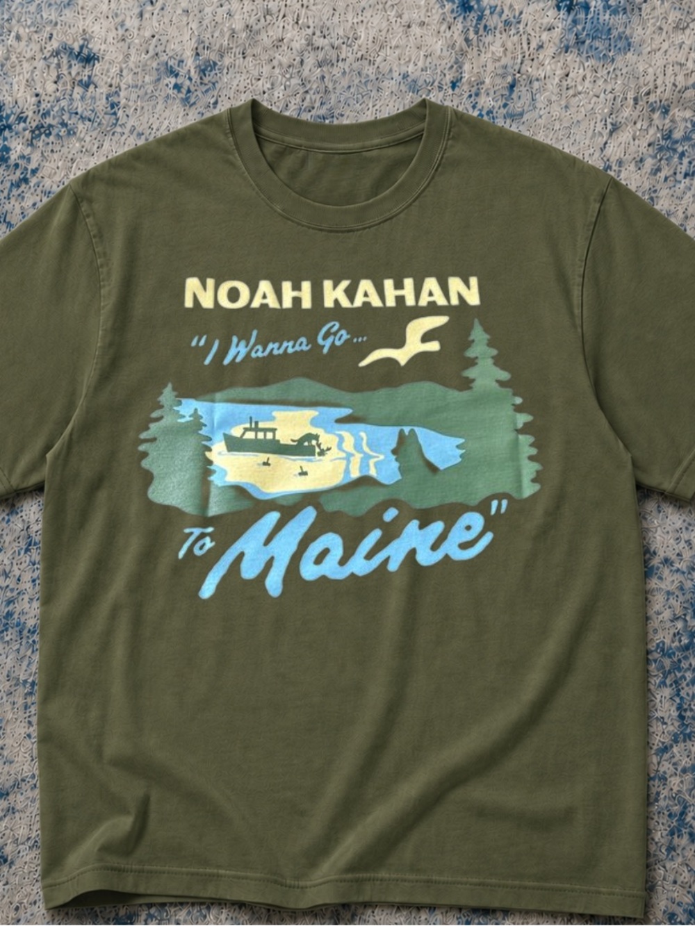 Gildan Military Green Noah Kahan "I Wanna Go To Maine" Graphic Tee